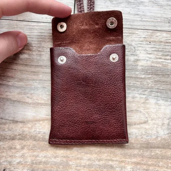 Latico Leather Card Holder Wristlet Charm Brown Snap Minimal Wallet $55 Wristlet - Picture 4 of 8